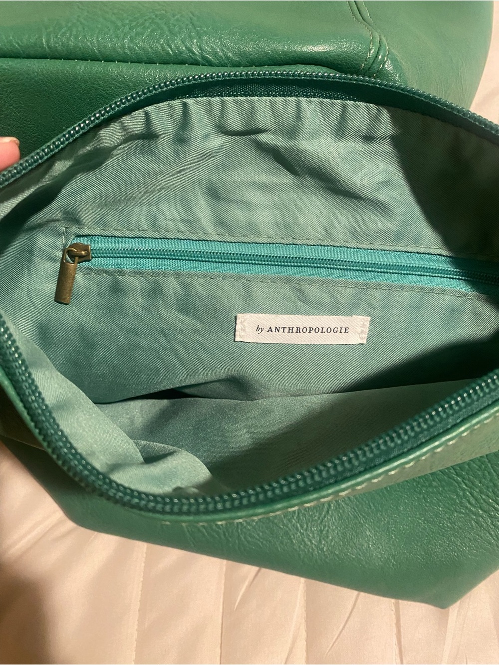 Anthropologie Green Leather Tote Bag - Picture 4 of 6